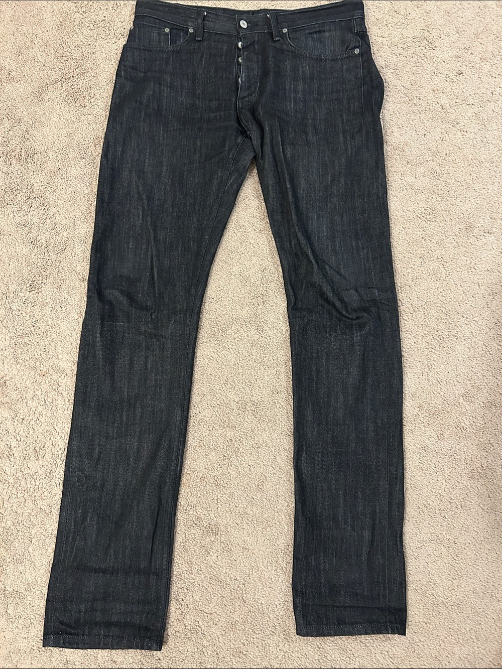 Gustin #158 Italy Black Raw Selvedge Denim Jeans – Slim Fit – Size 34